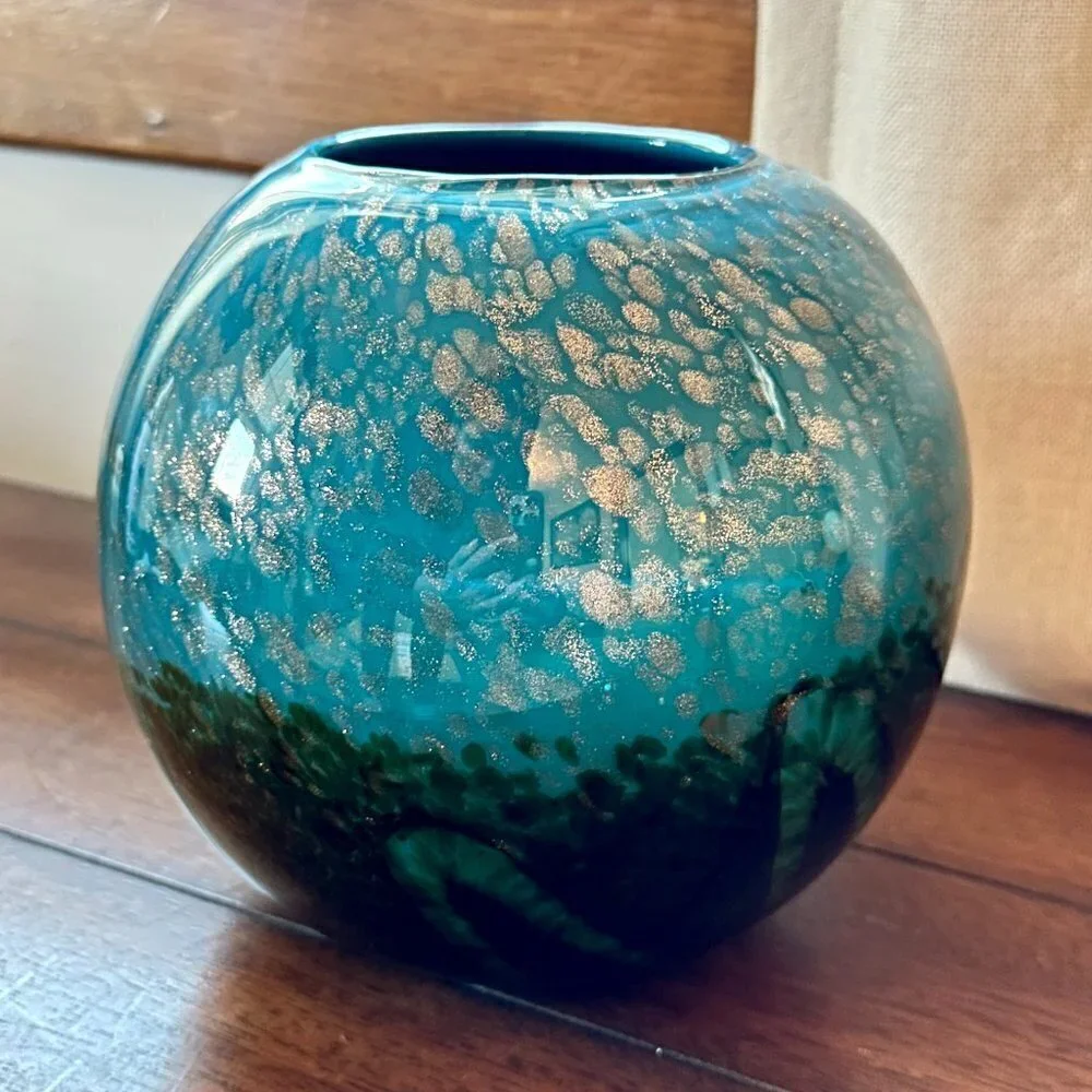 Blue Marble Round Fishbowl Vase